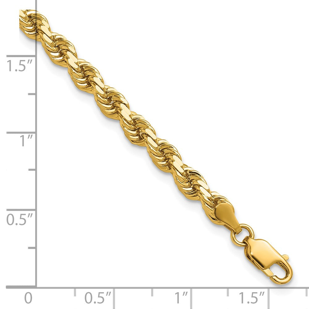 14K Yellow Gold 4.25mm Diamond-Cut Rope with Lobster Clasp Chain Bracelet 7"-8" - Product Photo