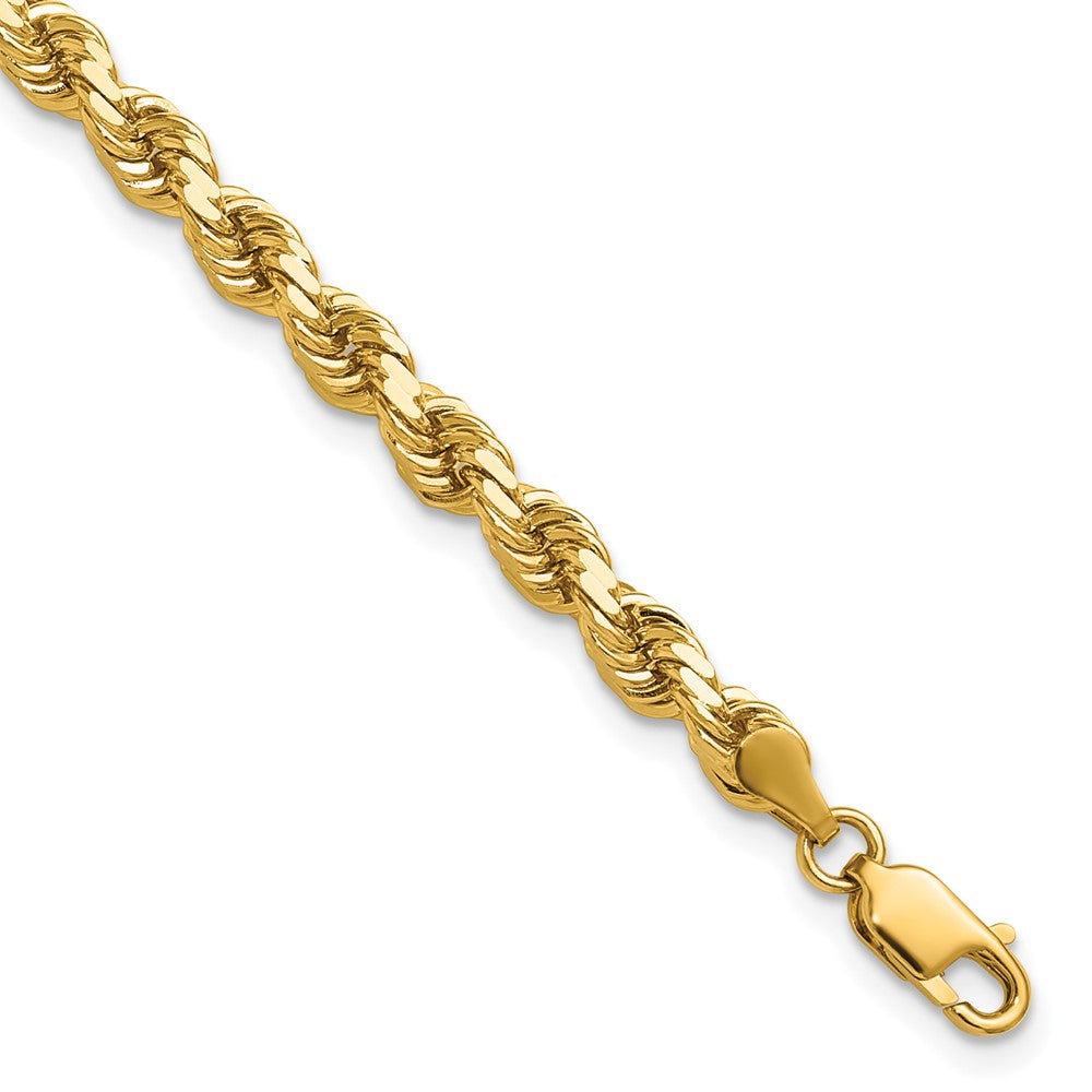 14K Yellow Gold 4.25mm Diamond-Cut Rope with Lobster Clasp Chain Bracelet 7"-8"
