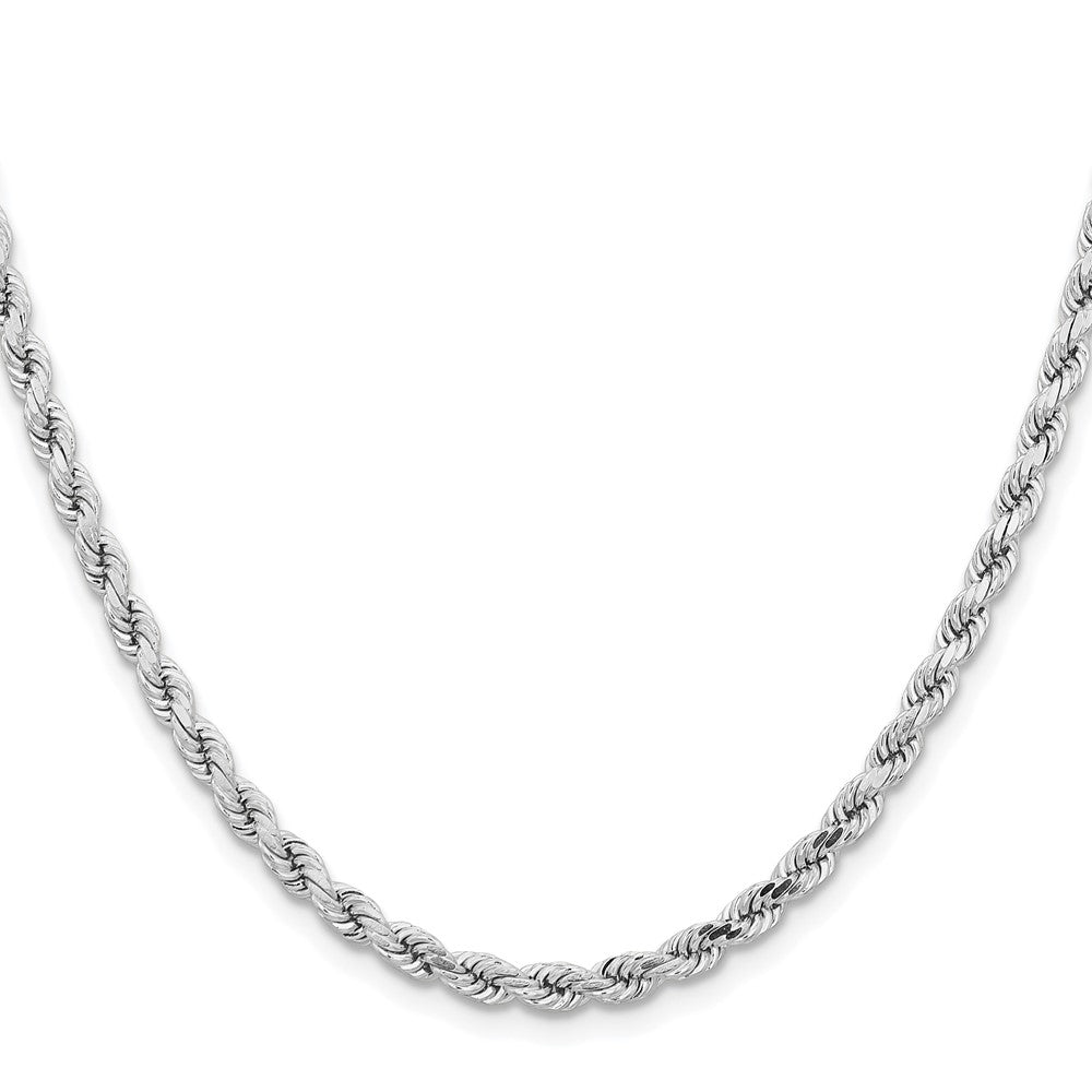 14K White Gold 4.25mm Diamond-Cut Rope with Lobster Clasp Chain Necklace 20"-24" - Product Photo