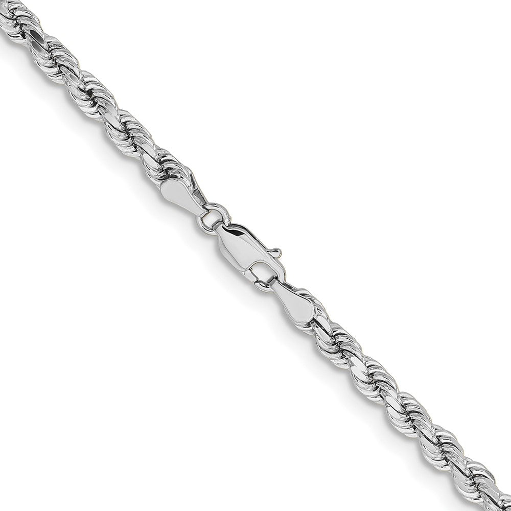 14K White Gold 4.25mm Diamond-Cut Rope with Lobster Clasp Chain Necklace 20"-24" - Product Photo