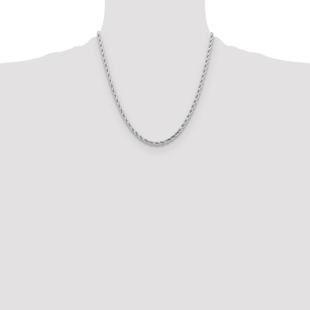 14K White Gold 4.25mm Diamond-Cut Rope with Lobster Clasp Chain Necklace 20"-24" - Product Photo