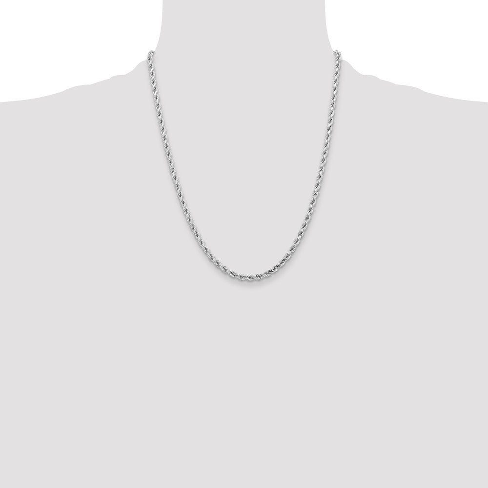14K White Gold 4.25mm Diamond-Cut Rope with Lobster Clasp Chain Necklace 20"-24" - Product Photo