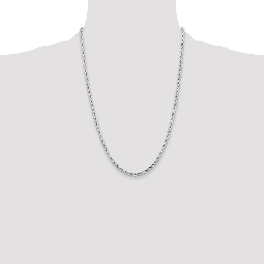 14K White Gold 4.25mm Diamond-Cut Rope with Lobster Clasp Chain Necklace 20"-24" - Product Photo