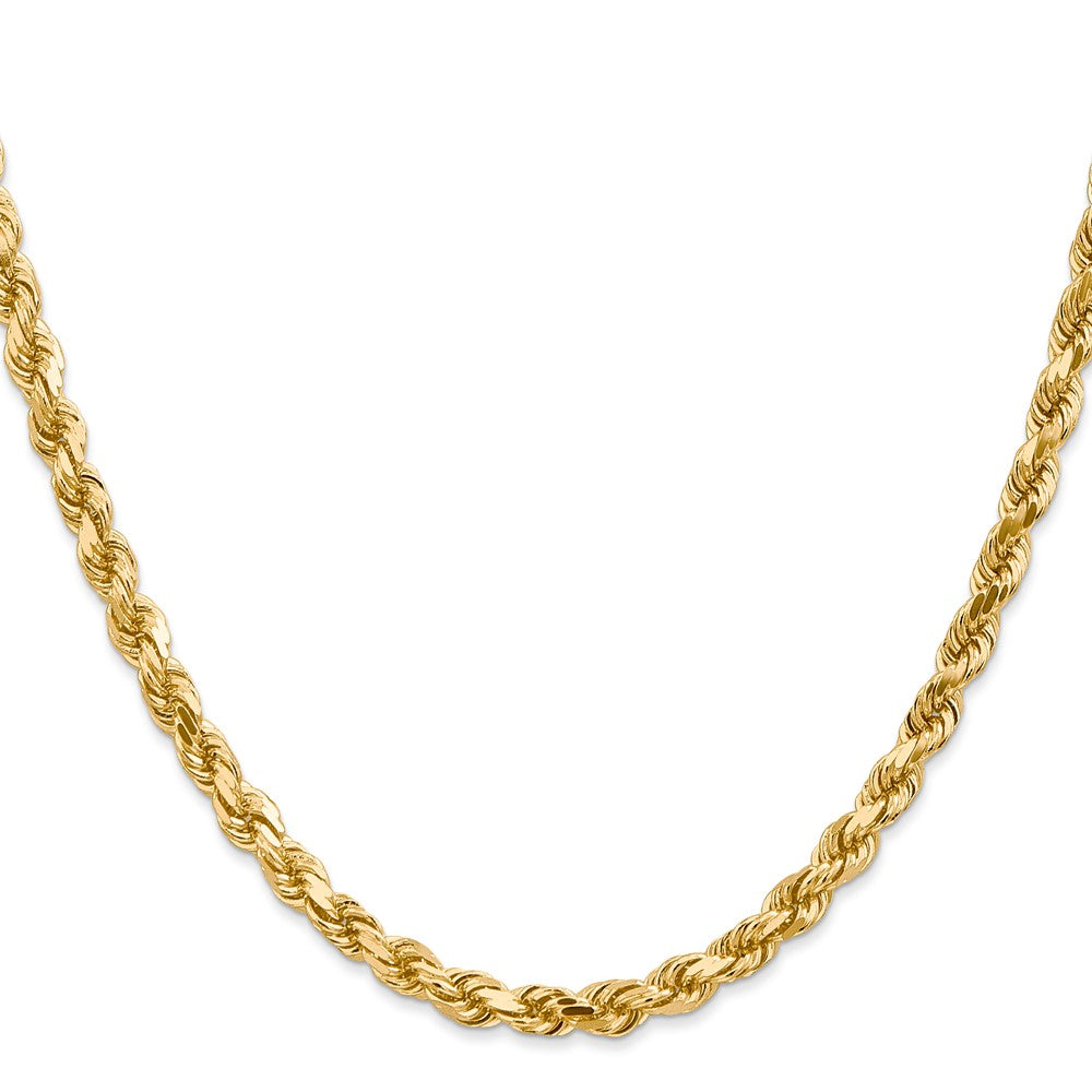 14K Yellow Gold 4.5mm Diamond-Cut Rope with Lobster Clasp Chain Necklace 16"-28" - Product Photo