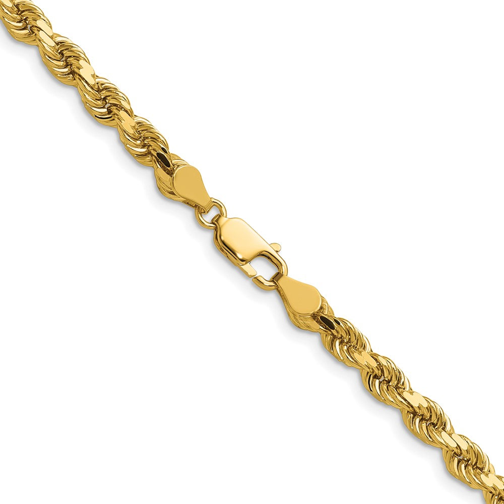 14K Yellow Gold 4.5mm Diamond-Cut Rope with Lobster Clasp Chain Necklace 16"-28" - Product Photo