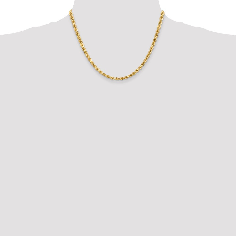 14K Yellow Gold 4.5mm Diamond-Cut Rope with Lobster Clasp Chain Necklace 16"-28" - Product Photo