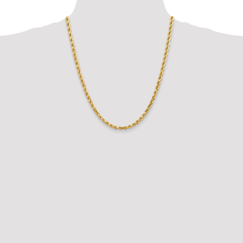 14K Yellow Gold 4.5mm Diamond-Cut Rope with Lobster Clasp Chain Necklace 16"-28" - Product Photo