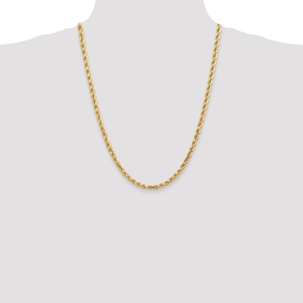 14K Yellow Gold 4.5mm Diamond-Cut Rope with Lobster Clasp Chain Necklace 16"-28" - Product Photo