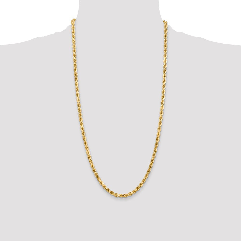 14K Yellow Gold 4.5mm Diamond-Cut Rope with Lobster Clasp Chain Necklace 16"-28" - Product Photo