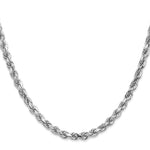 14K White Gold 4.5mm Diamond-Cut Rope with Lobster Clasp Chain Necklace 22"-24" - Product Photo