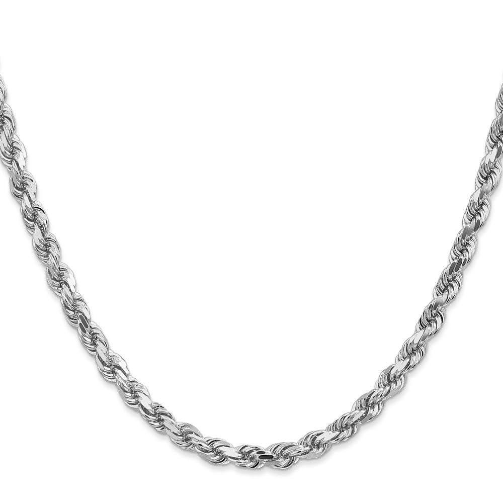 14K White Gold 4.5mm Diamond-Cut Rope with Lobster Clasp Chain Necklace 22"-24" - Product Photo
