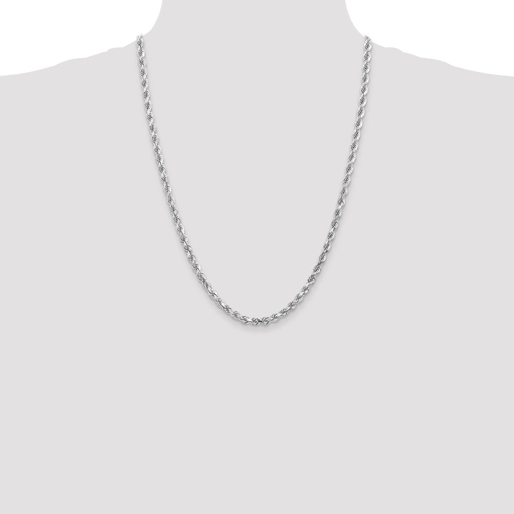 14K White Gold 4.5mm Diamond-Cut Rope with Lobster Clasp Chain Necklace 22"-24" - Product Photo