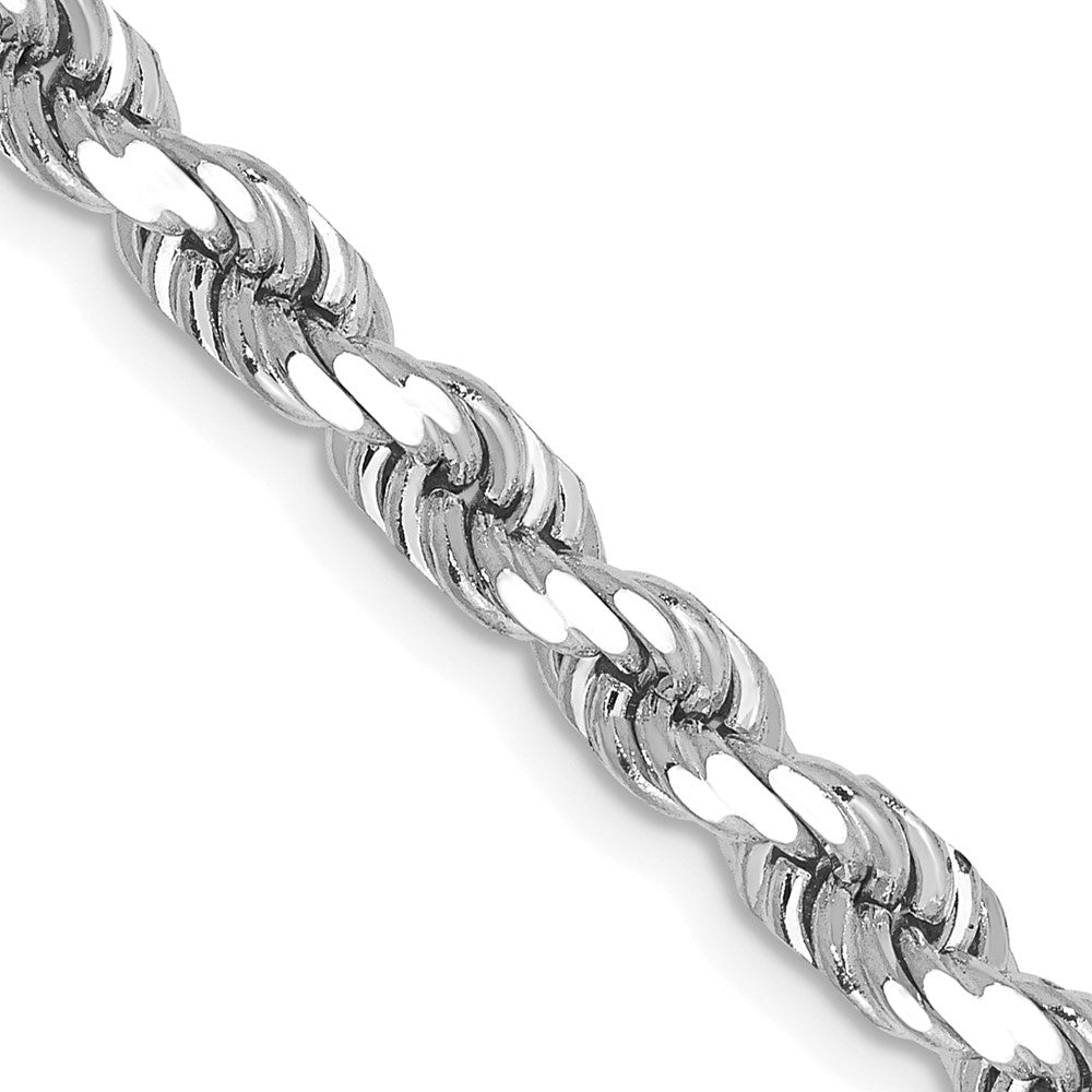 14K White Gold 4.5mm Diamond-Cut Rope with Lobster Clasp Chain Necklace 22"-24"
