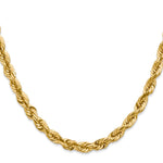 14K Yellow Gold 5.5mm D/C Rope with Fancy Lobster Clasp Chain Necklace 16"-26" - Product Photo