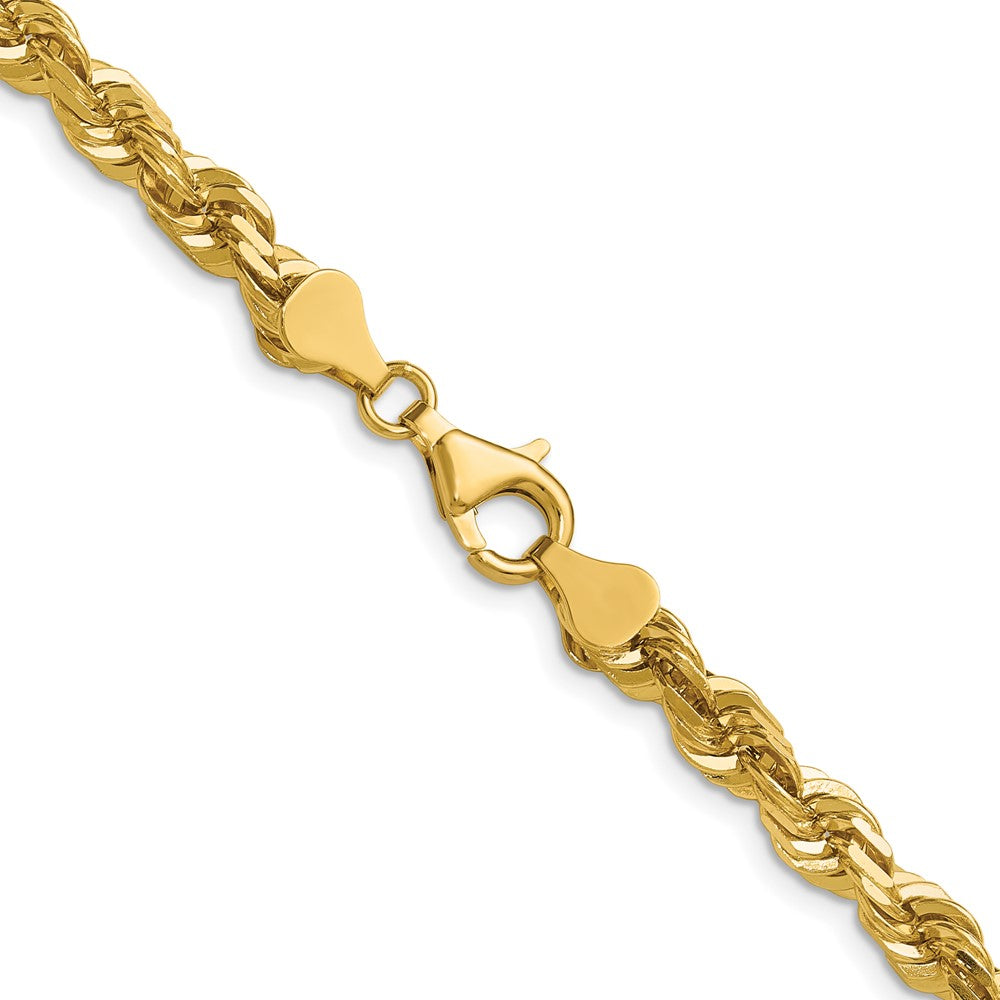 14K Yellow Gold 5.5mm D/C Rope with Fancy Lobster Clasp Chain Necklace 16"-26" - Product Photo
