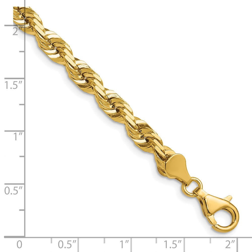 14K Yellow Gold 5.5mm D/C Rope with Fancy Lobster Clasp Chain Necklace 16"-26" - Product Photo