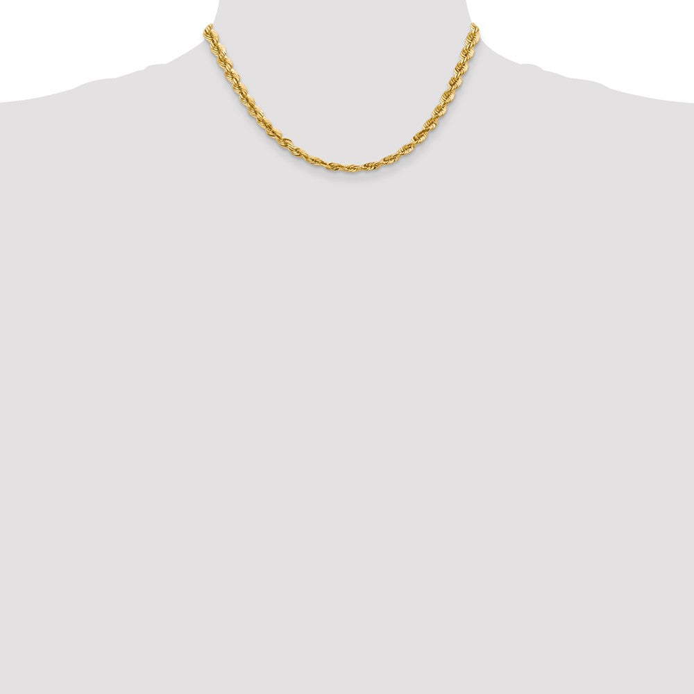 14K Yellow Gold 5.5mm D/C Rope with Fancy Lobster Clasp Chain Necklace 16"-26" - Product Photo