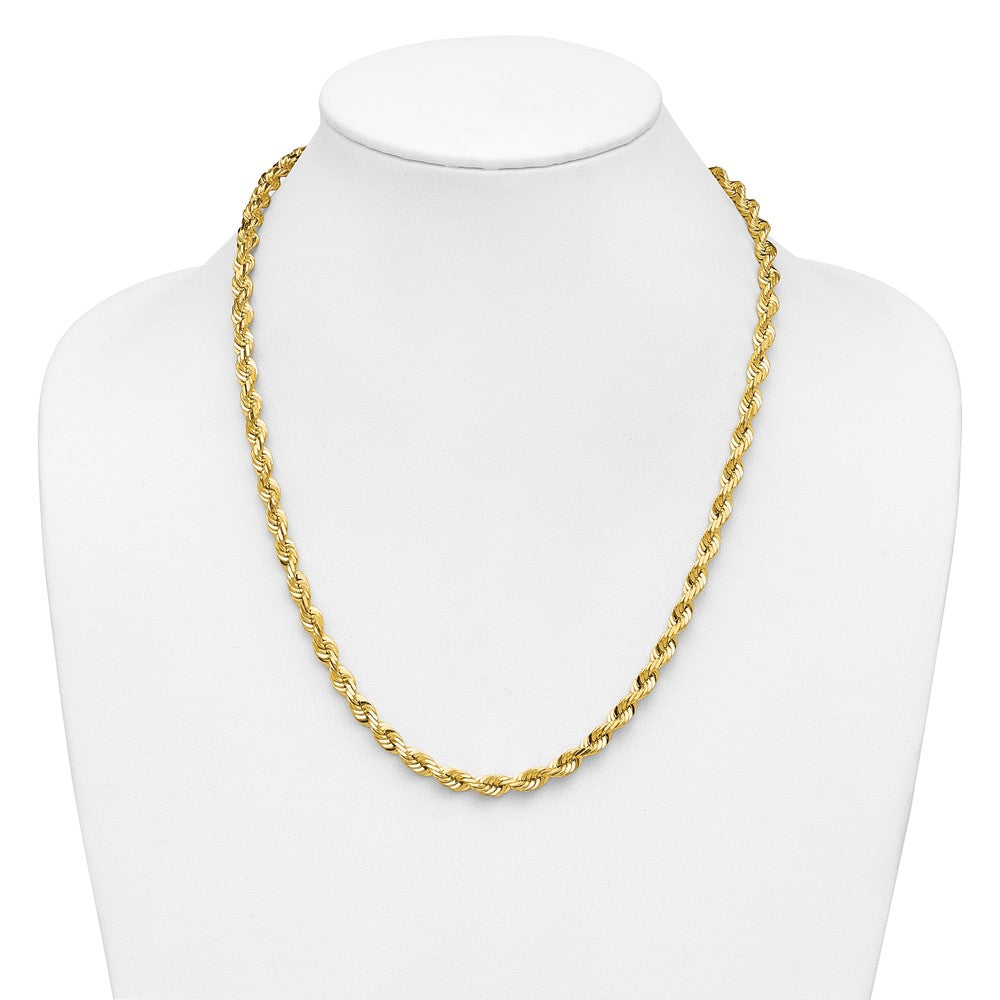 14K Yellow Gold 5.5mm D/C Rope with Fancy Lobster Clasp Chain Necklace 16"-26" - Product Photo
