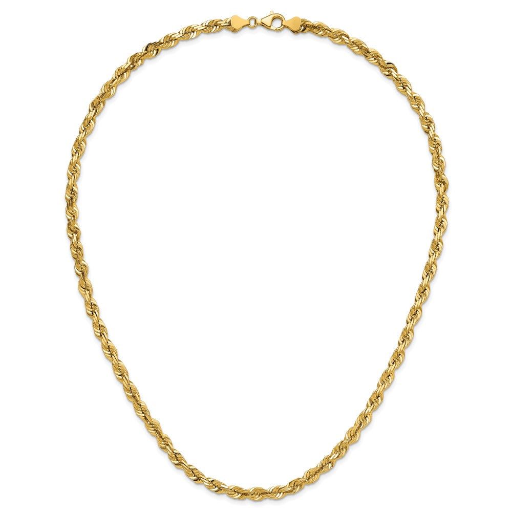 14K Yellow Gold 5.5mm D/C Rope with Fancy Lobster Clasp Chain Necklace 16"-26" - Product Photo