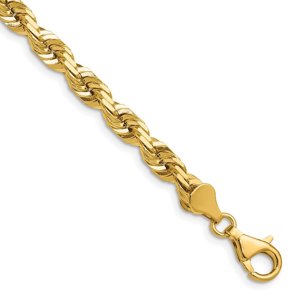 14K Yellow Gold 5.5mm Diamond-cut Rope with Fancy Lobster Clasp Chain Necklace 16"-26"