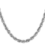 14K White Gold 5.5mm Diamond-Cut Rope with Lobster Clasp Chain Necklace 20"-22" - Product Photo