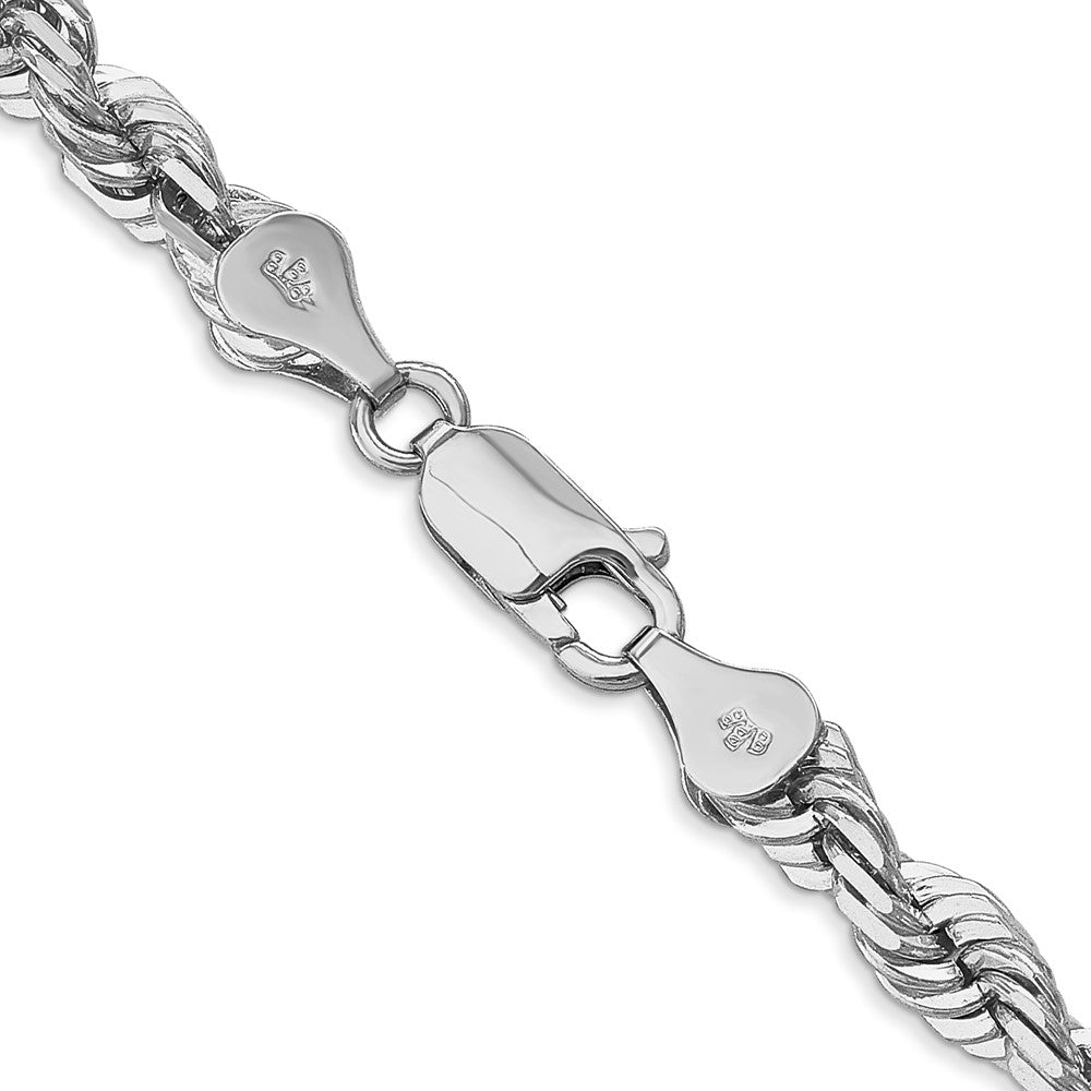 14K White Gold 5.5mm Diamond-Cut Rope with Lobster Clasp Chain Necklace 20"-22" - Product Photo