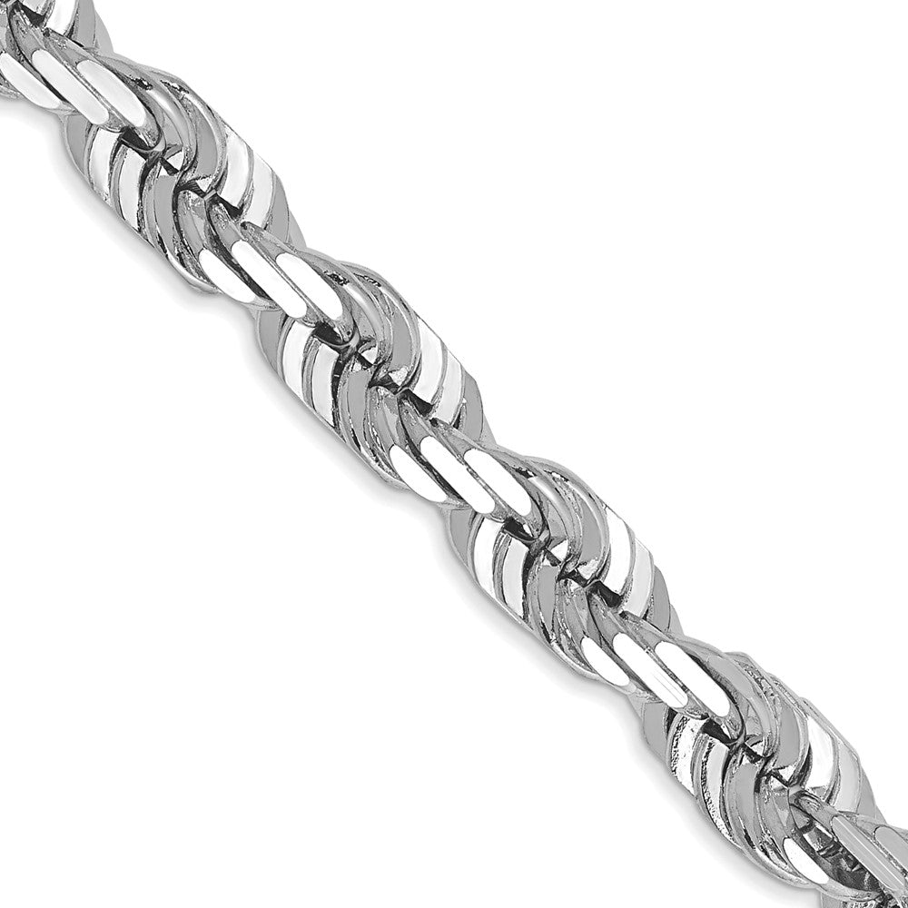 14K White Gold 5.5mm Diamond-Cut Rope with Lobster Clasp Chain Necklace 20"-22"