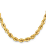 14K Yellow Gold 6.5mm D/C Rope with Fancy Lobster Clasp Chain Necklace 20"-24" - Product Photo