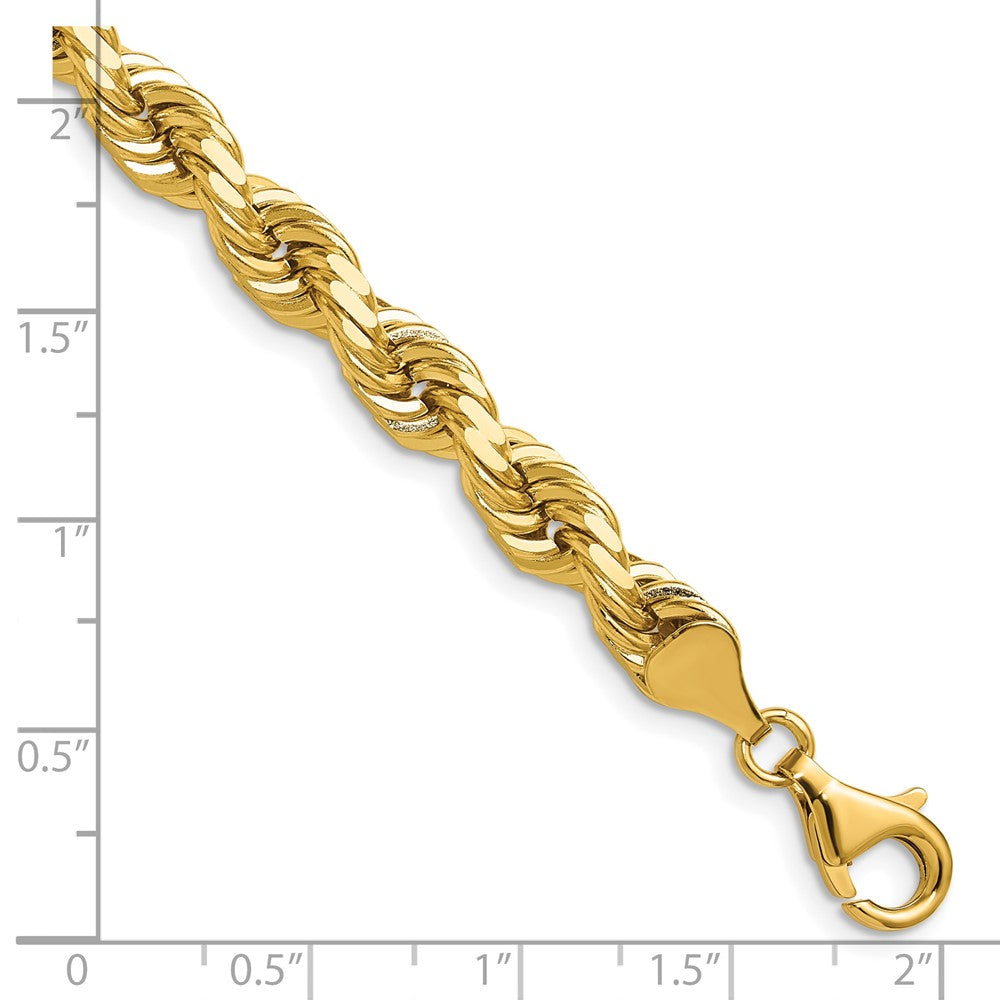 14K Yellow Gold 6.5mm D/C Rope with Fancy Lobster Clasp Chain Necklace 20"-24" - Product Photo