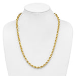 14K Yellow Gold 6.5mm D/C Rope with Fancy Lobster Clasp Chain Necklace 20"-24" - Product Photo