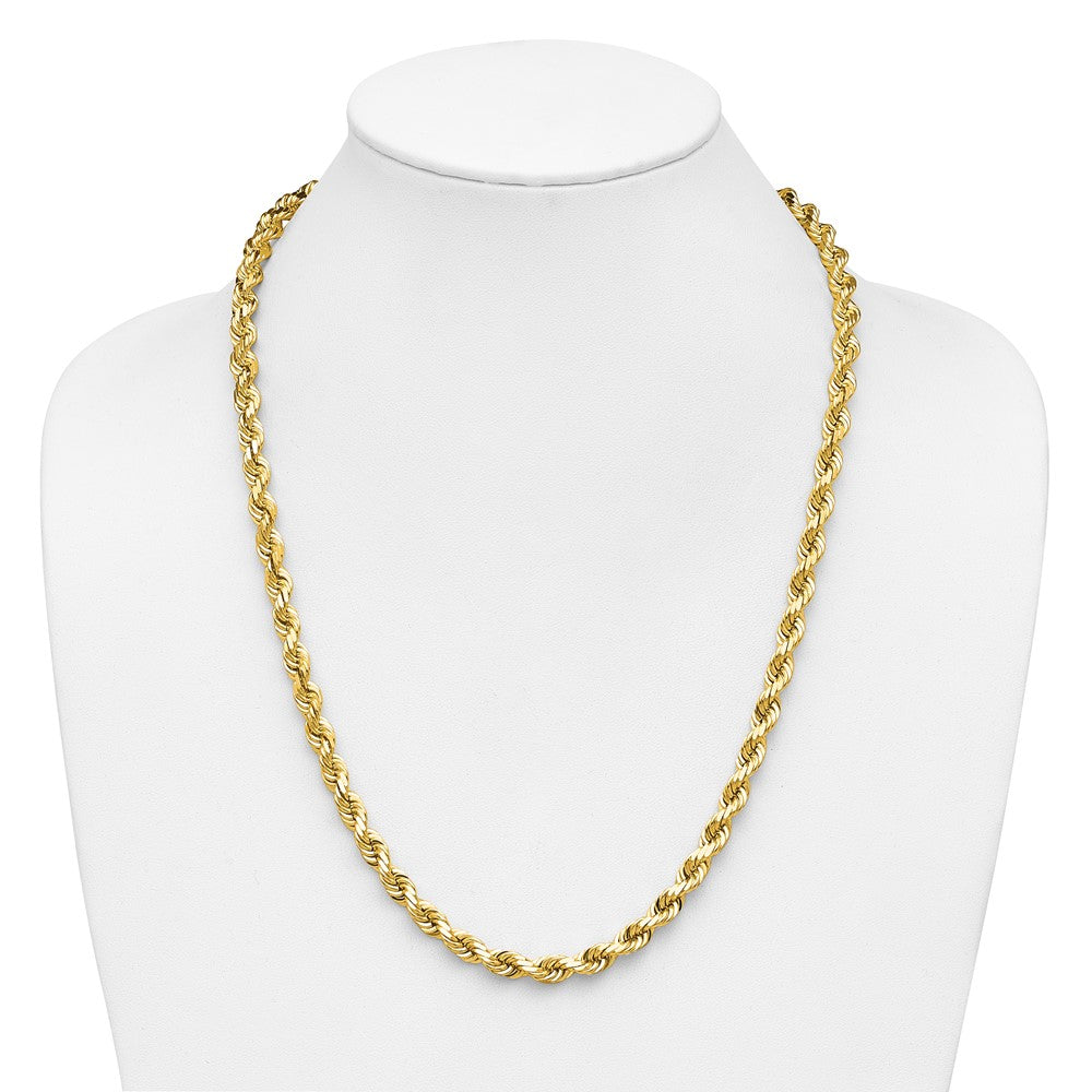 14K Yellow Gold 6.5mm D/C Rope with Fancy Lobster Clasp Chain Necklace 20"-24" - Product Photo
