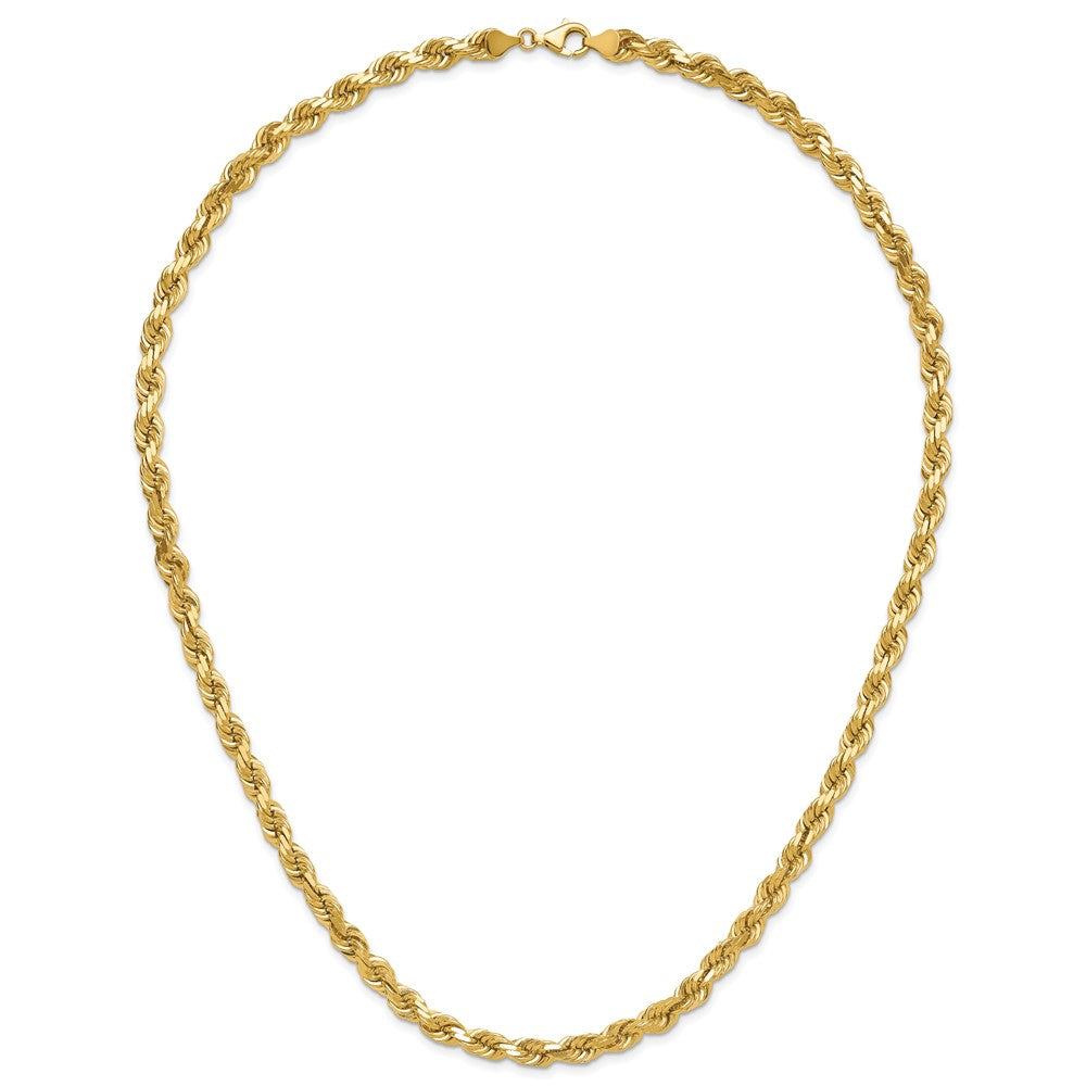 14K Yellow Gold 6.5mm D/C Rope with Fancy Lobster Clasp Chain Necklace 20"-24" - Product Photo