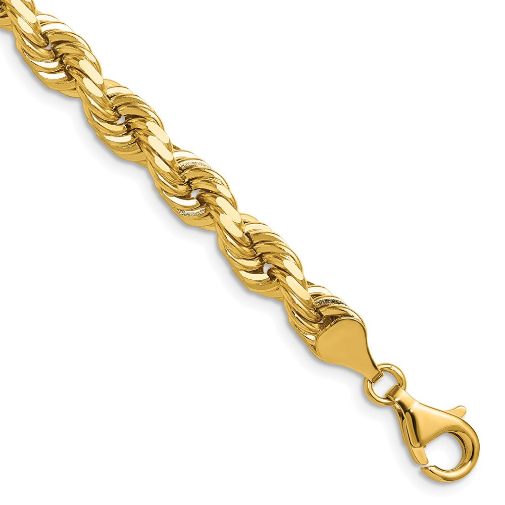 14K Yellow Gold 6.5mm Diamond-cut Rope with Fancy Lobster Clasp Chain Necklace 20"-24"