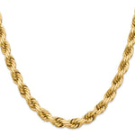 14K Yellow Gold 8mm D/C Rope with Fancy Lobster Clasp Chain Necklace 22"-24" - Product Photo