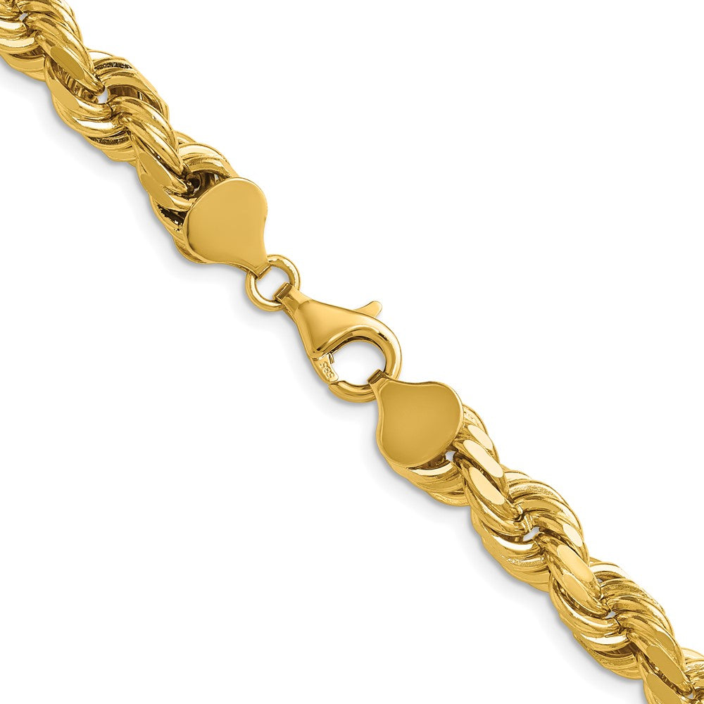 14K Yellow Gold 8mm D/C Rope with Fancy Lobster Clasp Chain Necklace 22"-24" - Product Photo