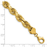14K Yellow Gold 8mm D/C Rope with Fancy Lobster Clasp Chain Necklace 22"-24" - Product Photo