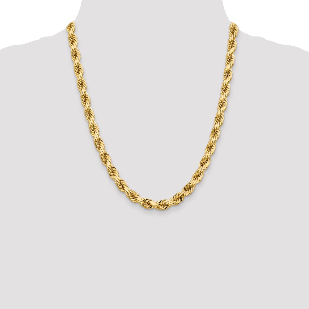 14K Yellow Gold 8mm D/C Rope with Fancy Lobster Clasp Chain Necklace 22"-24" - Product Photo
