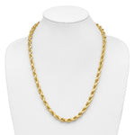 14K Yellow Gold 8mm D/C Rope with Fancy Lobster Clasp Chain Necklace 22"-24" - Product Photo