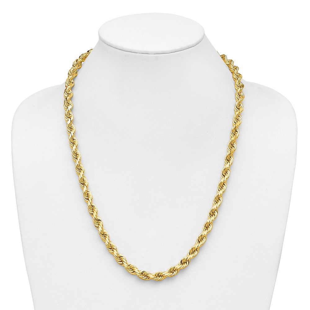 14K Yellow Gold 8mm D/C Rope with Fancy Lobster Clasp Chain Necklace 22"-24" - Product Photo