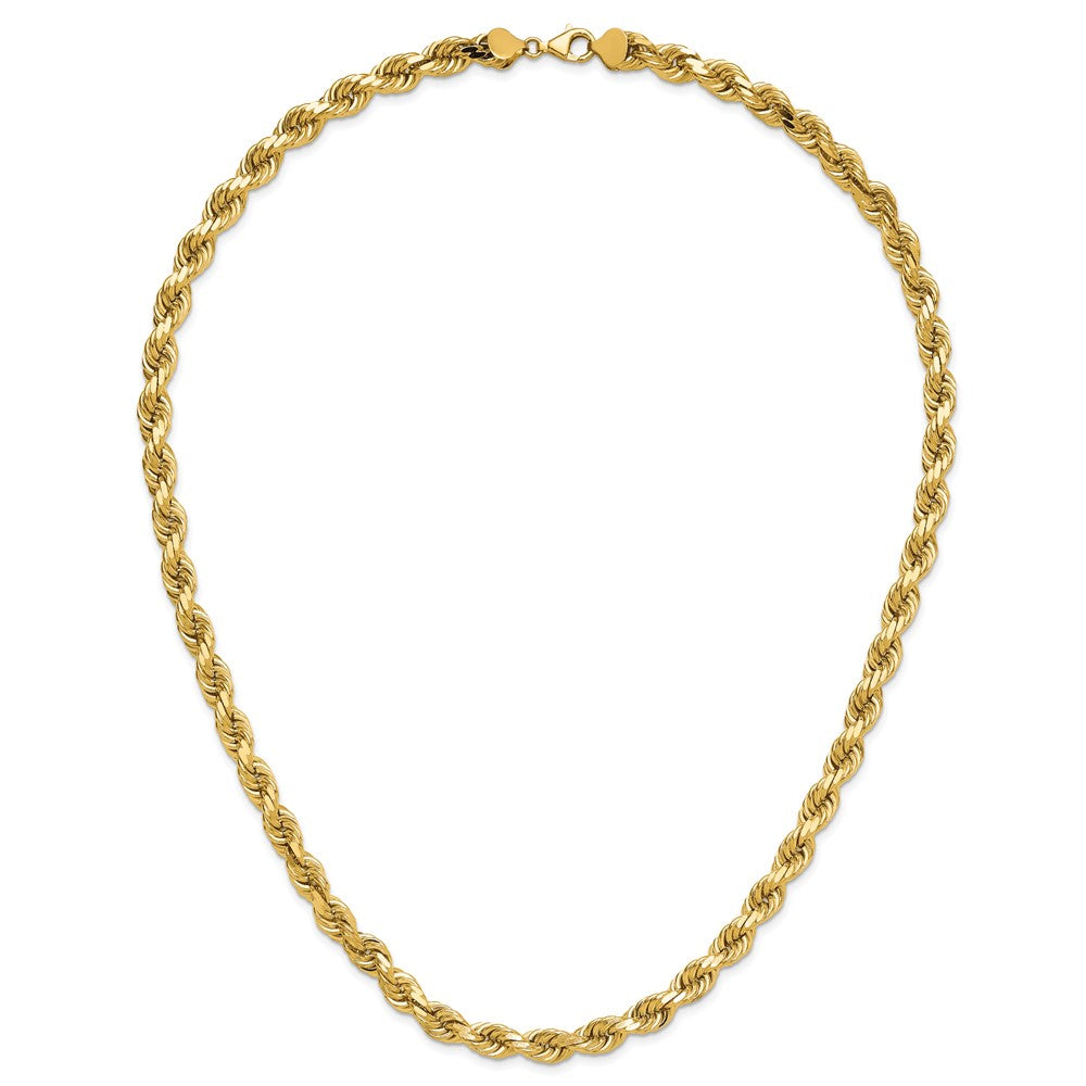 14K Yellow Gold 8mm D/C Rope with Fancy Lobster Clasp Chain Necklace 22"-24" - Product Photo