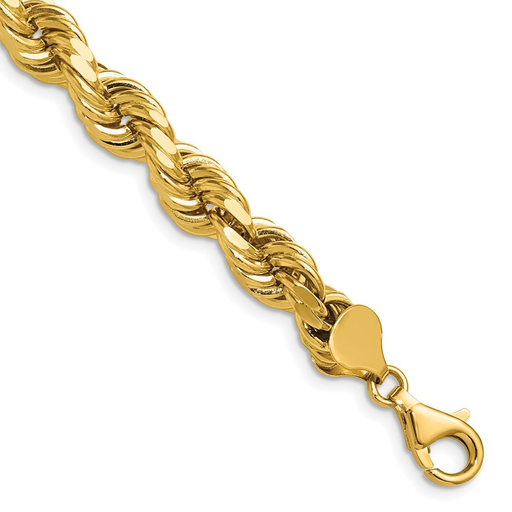 14K Yellow Gold 8mm Diamond-cut Rope with Fancy Lobster Clasp Chain Necklace 22"-24"