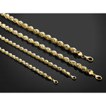 14K Yellow Gold 8mm D/C Rope with Fancy Lobster Clasp Chain Necklace 22"-24" - Product Photo