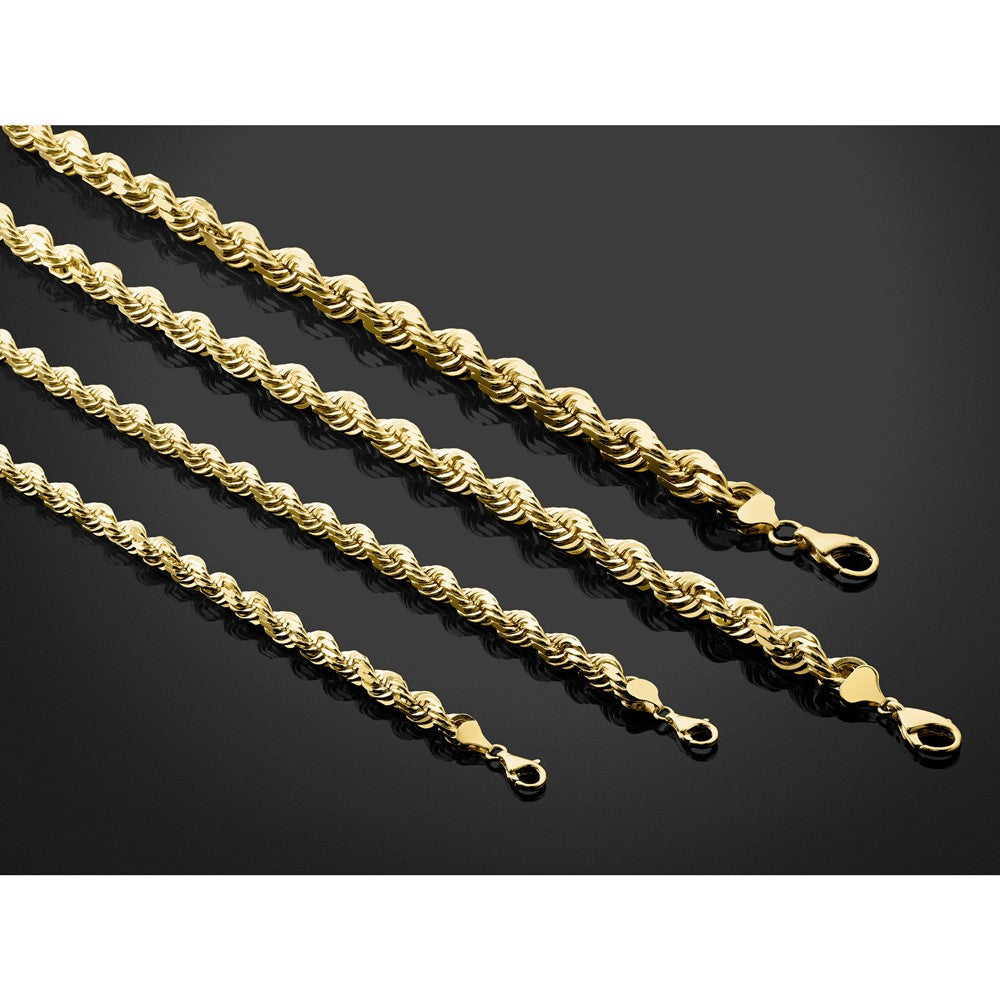 14K Yellow Gold 8mm D/C Rope with Fancy Lobster Clasp Chain Necklace 22"-24" - Product Photo