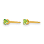 14K Yellow Gold 3mm August Crystal Birthstone Post Earrings - Product Photo