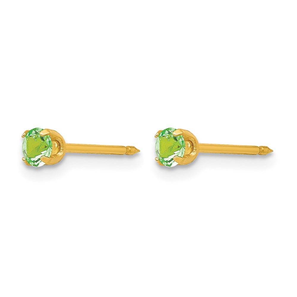 14K Yellow Gold 3mm August Crystal Birthstone Post Earrings - Product Photo