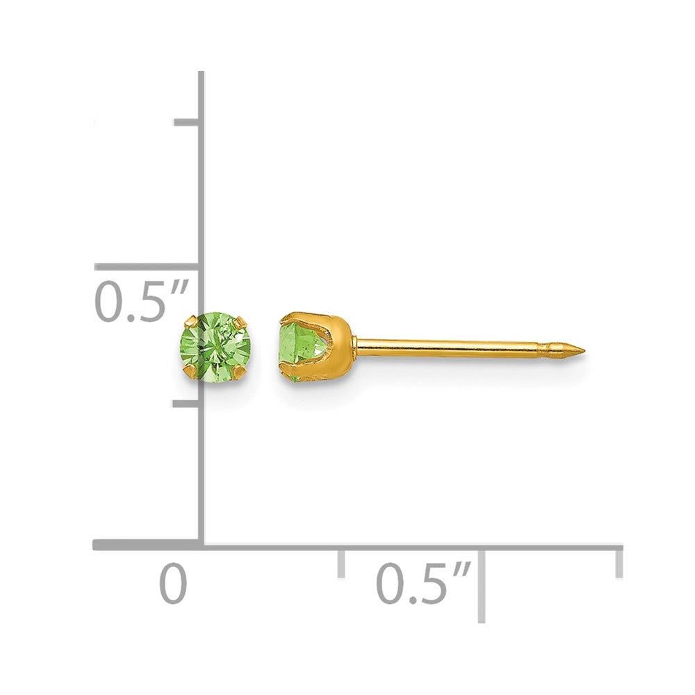 14K Yellow Gold 3mm August Crystal Birthstone Post Earrings - Product Photo