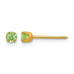 14K Yellow Gold 3mm August Crystal Birthstone Post Earrings - Product Photo
