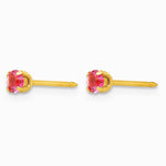 14K Yellow Gold 3mm October Crystal Birthstone Post Earrings - Product Photo
