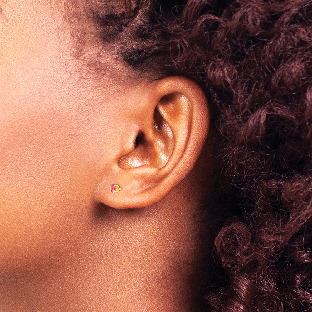 14K Yellow Gold 3mm October Crystal Birthstone Post Earrings - Product Photo