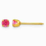 14K Yellow Gold 3mm October Crystal Birthstone Post Earrings - Product Photo